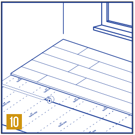 When the remaining piece of underlay is shorter than the width of a panel, install the next underlay. It is recommended to connect underlays using thin tape.