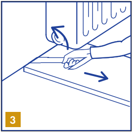 If it is difficult to tilt the planks (e.g. under radiators), use the installation tool to pull the panels together.