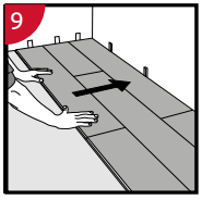 After 2-3 rows Adjust the distance to the front wall by placing distances. Keep the distances in position during the entire time of installation and remove once the installation is completed.